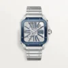 Cartier Santos Large Model Blue Skeleton Watch W2SA0009 - United Luxury