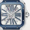 Cartier Santos Large Model Blue Skeleton Watch W2SA0009 - United Luxury