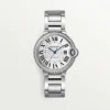 Cartier Ballon Bleu Bleu Silver Diamond 36mm W4BB0024 - United Luxury