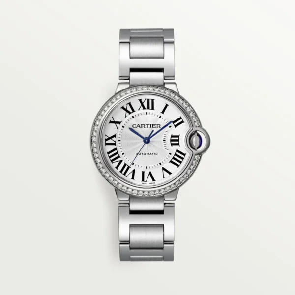 Cartier Ballon Bleu Bleu Silver Diamond 36mm W4BB0024 - United Luxury