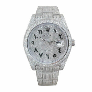 Rolex Datejust 116300 White Gold Diamond Arabic Dial Iced Out Replica - United Luxury