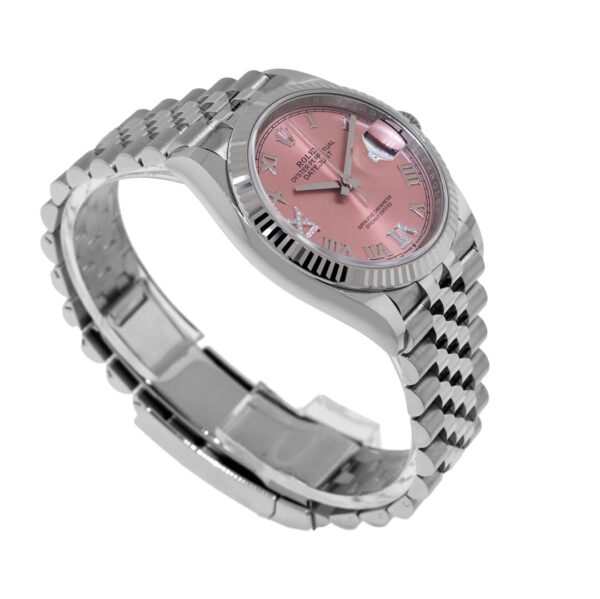 Rolex Datejust 36mm White Gold & Steel Pink Roman Dial Fluted Bezel 126234 - United Luxury
