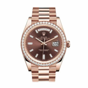 Rolex Day-Date 228345RBR Chocolate Dial Diamond Bezel Replica - United Luxury