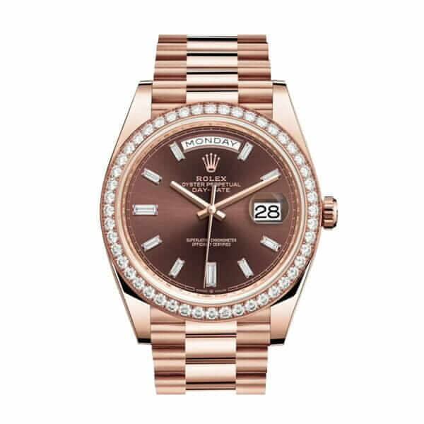 Rolex Day-Date 228345RBR Chocolate Dial Diamond Bezel Replica - United Luxury