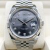 Rolex Datejust 41 White Gold/Steel Slate Diamond Dial Fluted Bezel Jubilee Bracelet 126334 - United Luxury