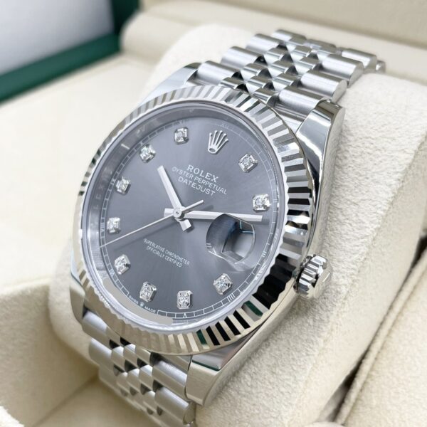 Rolex Datejust 41 White Gold/Steel Slate Diamond Dial Fluted Bezel Jubilee Bracelet 126334 - United Luxury