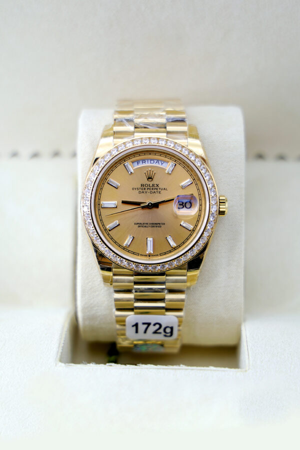 Rolex Day-Date 228348RBR KW Yellow Gold & Diamonds Champagne Dial Replica - United Luxury