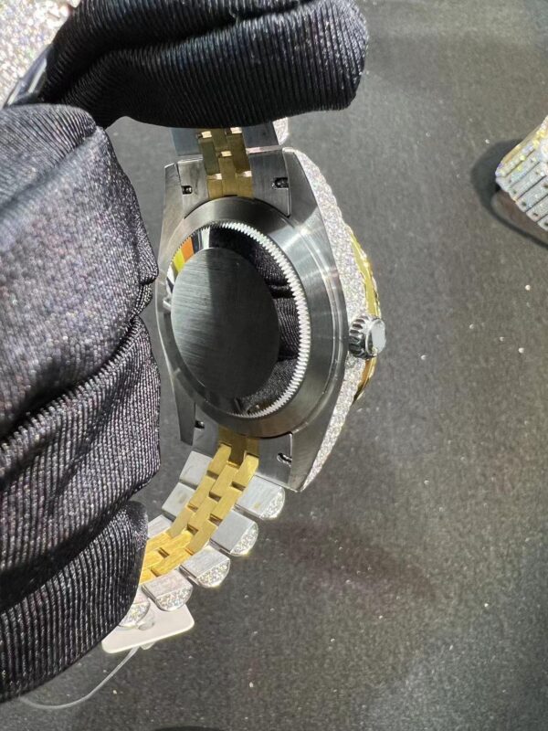 ROLEX DATEJUST 41MM YELLOW 18KT GOLD TWO-TONE VVS-1 ROMAN DIAL BUSTDOWN - United Luxury