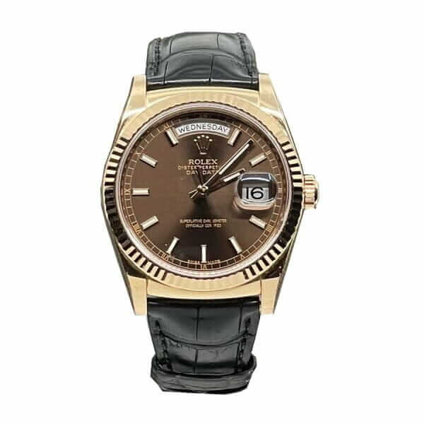 Rolex Day-Date Black Leather Replica - United Luxury
