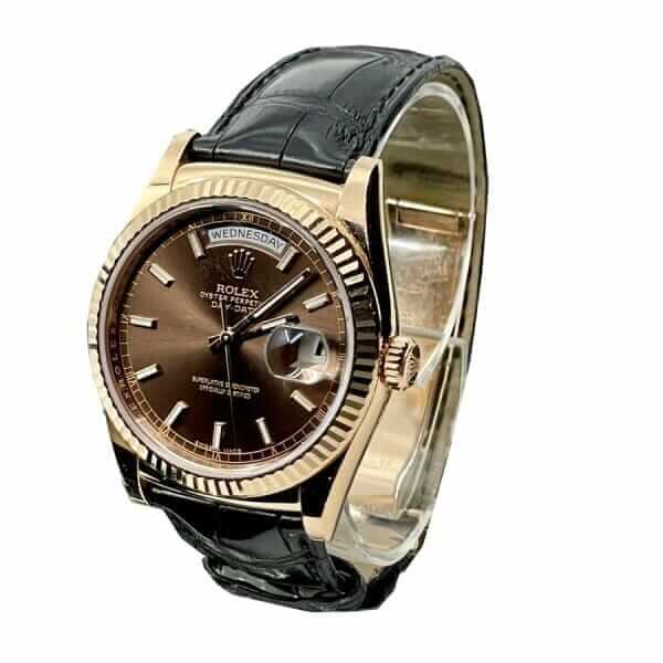 Rolex Day-Date Black Leather Replica - United Luxury