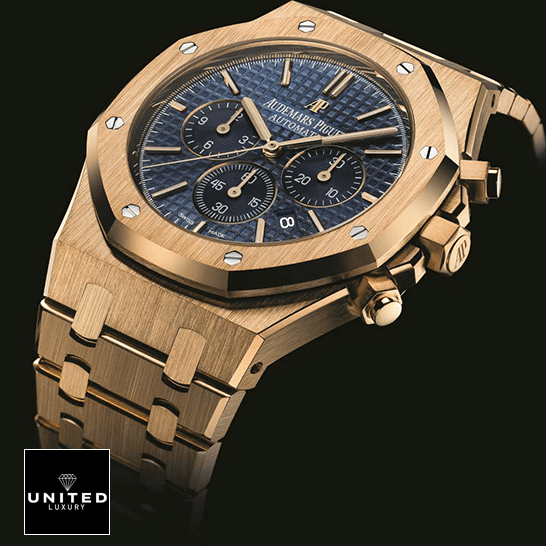 Audemars Piguet Royal Oak Blue Dial Gold Case Replica black background