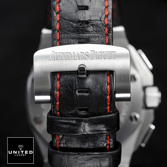 Audemars Piguet Royal Oak Leather Black Bracelet Steel Clasp Replica black background