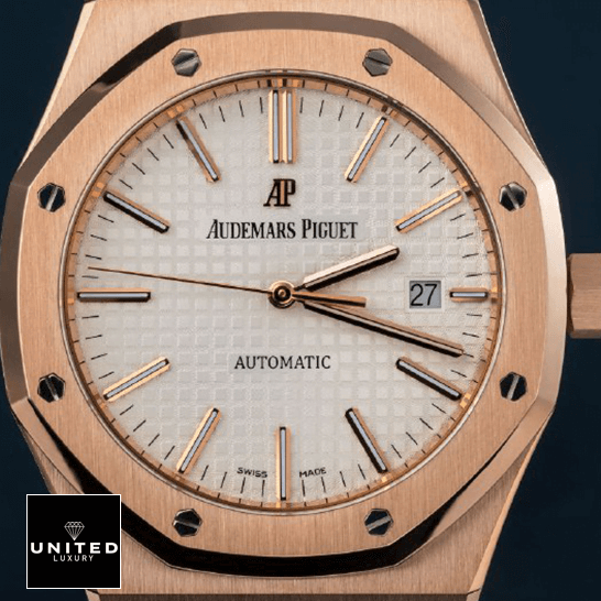 Audemars Piguet Royak Oak White Dial Gold Replica close analog view
