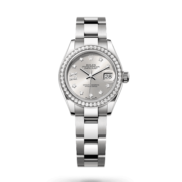 Rolex Lady Datejust 28 White Gold Steel Silver Diamond IX Dial Replica watch - United Luxury