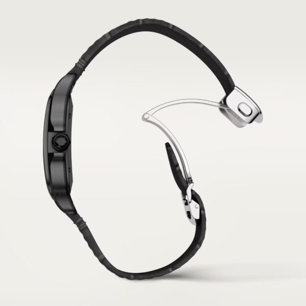 Cartier Santos de Cartier Large Model Black with Crocodile leather strap - United Luxury