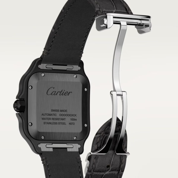 Cartier Santos de Cartier Large Model Black with Crocodile leather strap - United Luxury