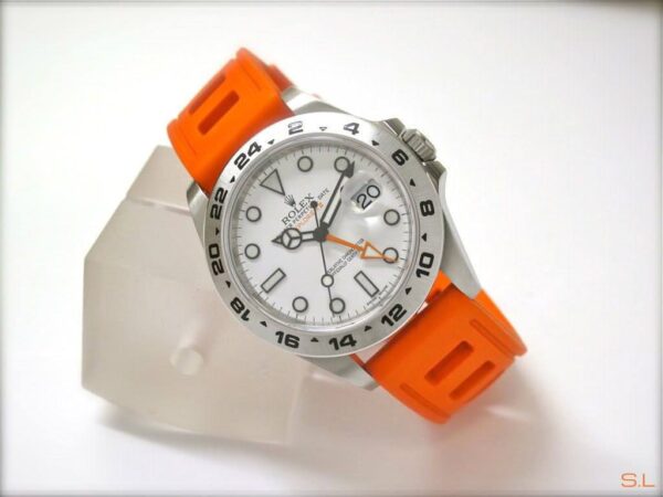 Replica Rolex Explorer II 42mm White Dial Orange rubber band or steel band - United Luxury