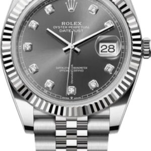 Rolex Datejust 41 White Gold/Steel Slate Diamond Dial Fluted Bezel Jubilee Bracelet 126334 - United Luxury