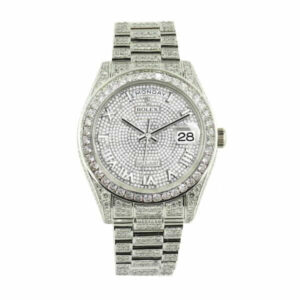 Rolex Datejust Baguette II White Gold Iced Out Diamond Dial 116300 Replica - United Luxury