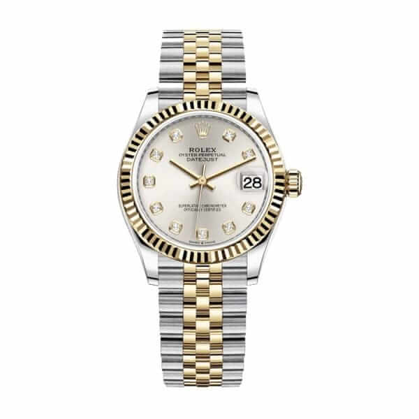 Rolex Datejust 278273 Steel And Yellow Gold Silver With Diamond Dial Replica - United Luxury