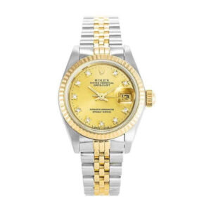 Rolex Datejust Yellow Gold Steel Diamond Dial Ladies 69173 Jubilee Replica - United Luxury