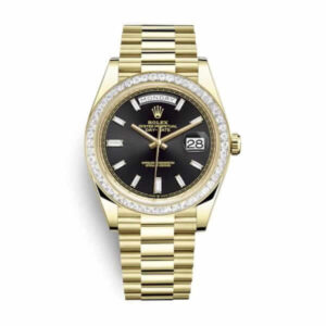 Rolex Day-Date 228398TBR Yellow Gold & Diamonds Black Dial Replica - United Luxury