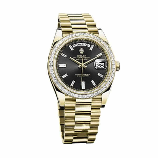Rolex Day-Date 228398TBR Yellow Gold & Diamonds Black Dial Replica - United Luxury