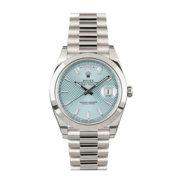 Rolex Day Date Ice Blue Baguette Dial Platinum Presidential 228206 Replica - United Luxury