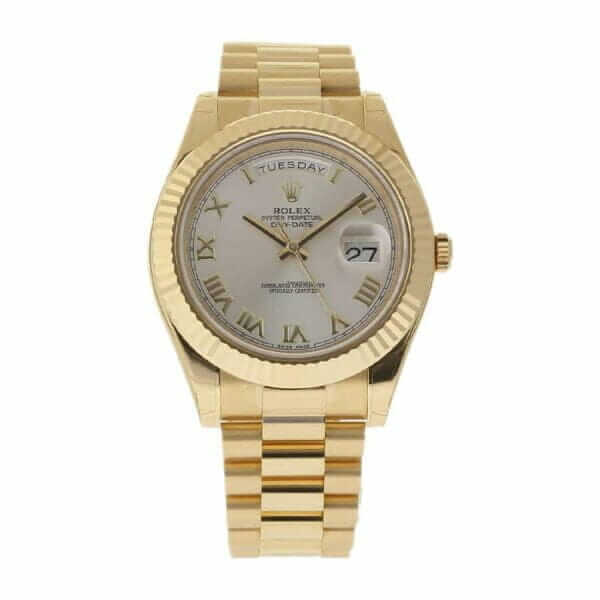 Rolex Day-Date II Collection Gold Silver White Dial 218238 Replica - United Luxury