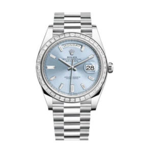 Rolex Day-Date Platinum 228396TBR Ice Blue Baguette Index Replica - United Luxury