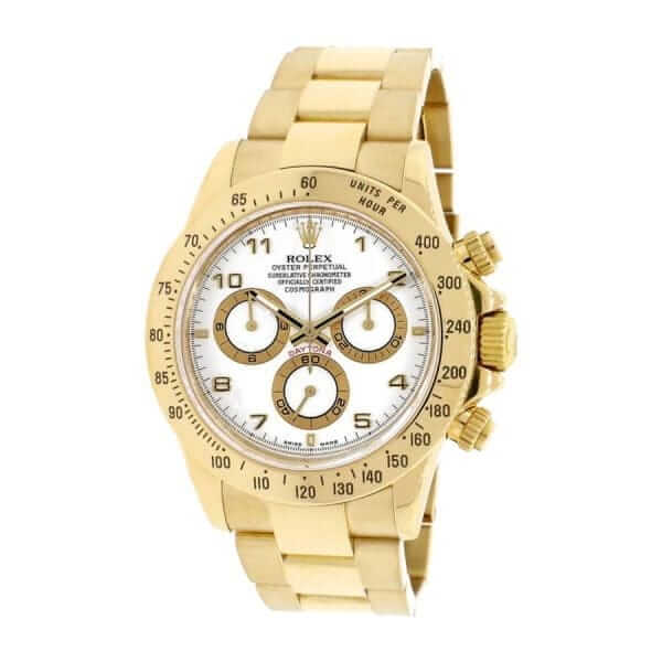 Rolex Daytona Cosmograph 116528 Yellow Gold White Dial Oyster Replica - United Luxury