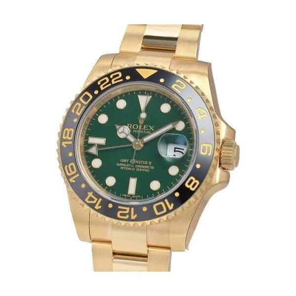 Rolex GMT-Master II 11678LN Yellow Gold Green Dial oyster Replica - United Luxury