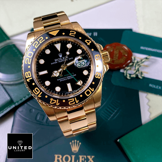 Rolex GMT-Master II 116718LN Black Bezel Oyster Replica & Guarantee Card