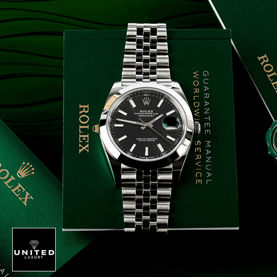 Rolex Datejust 11823 Steel Black Dial Jubilee Replica on the warranty card