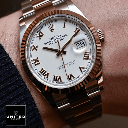 Rolex 126223 Datejust Roman Oyster Bracelet Replica on the man wrist
