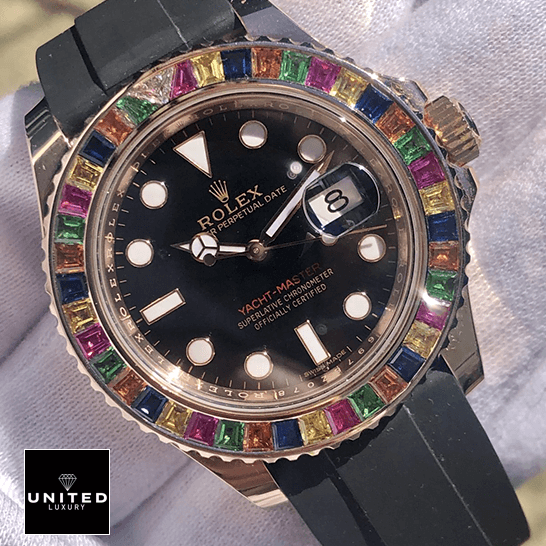 Rolex Perpetual Yatch Master Gem Set 116695 Replica on the hand