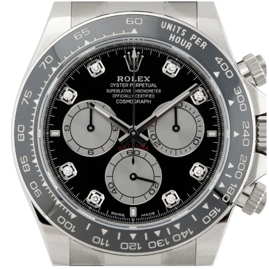 Daytona Cosmograph White Gold Black Diamond Dial Oysterflex 2023 - 126519LN - United Luxury
