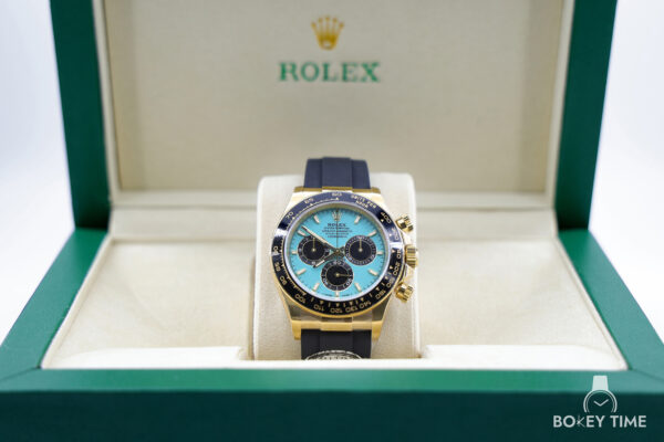 Daytona Yellow Gold Daytona Tiffany Dial on Oysterflex New 2025 Release Reference 126518 - United Luxury