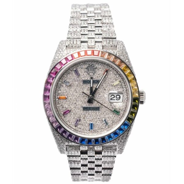 Rolex Datejust 126300 Iced Out Rainbow Replica - United Luxury