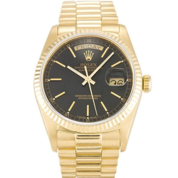 Replica Rolex Day-Date 36mm Black Dial 18038 - United Luxury