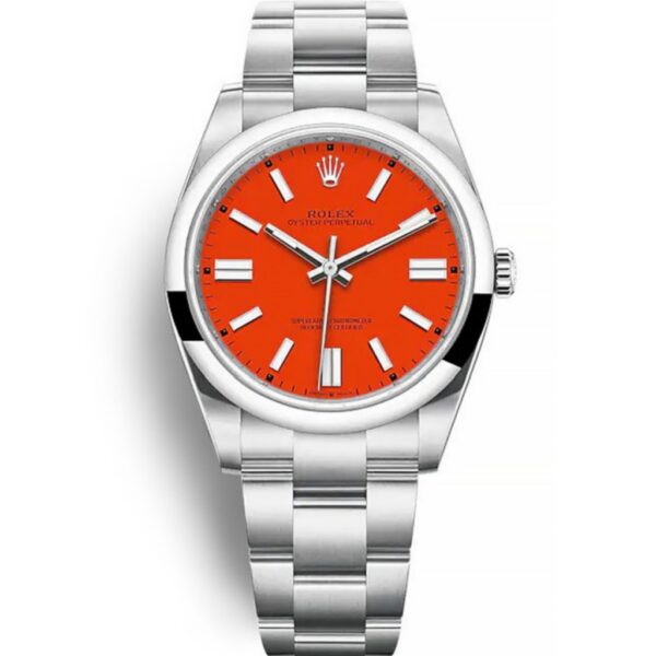 Replica Rolex Oyster Perpetual 41mm Coral Red Dial 124300 - United Luxury